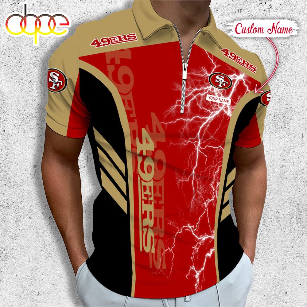 Sportswearmerch San Francisco 49ers NFL Personalized Zip Polo Shirt For Fan