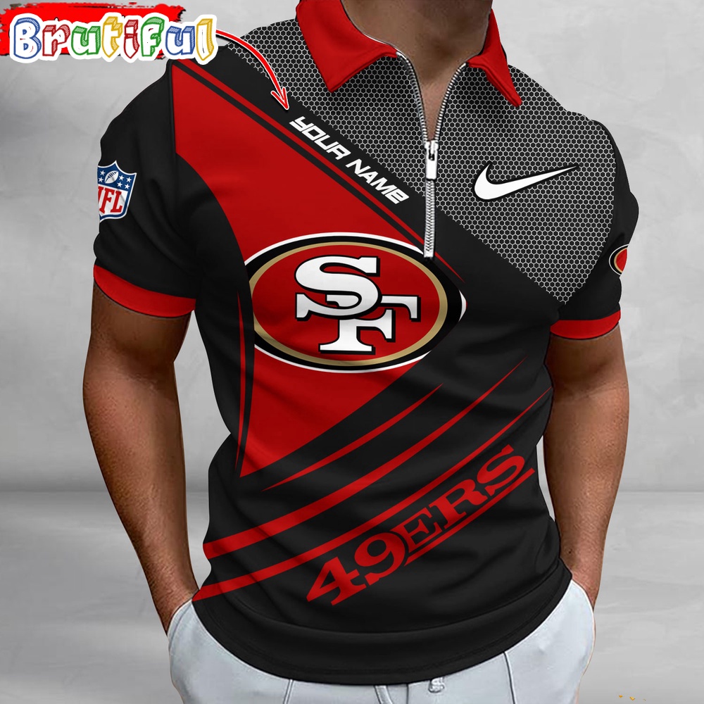 Sportswearmerch San Francisco 49ers NFL Personalized Zip Polo Shirt For Fan