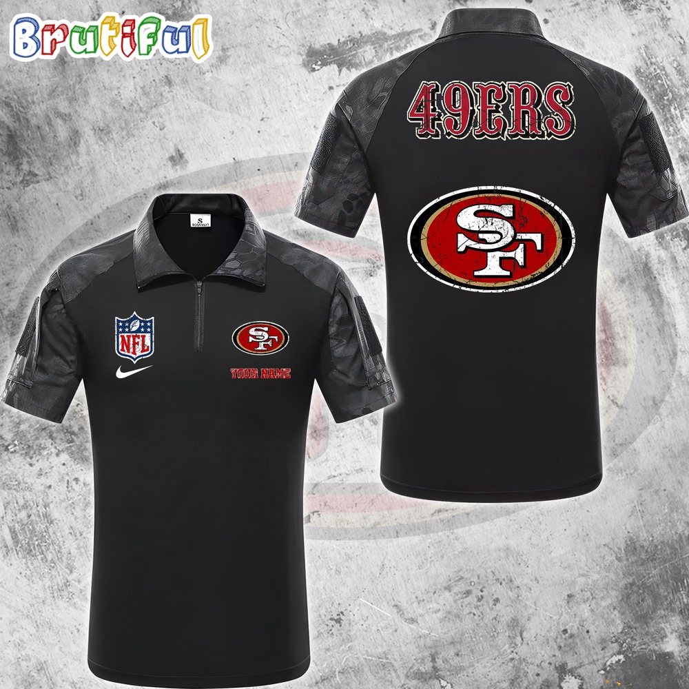 Sportswearmerch San Francisco 49ers NFL Personalized Zip Polo Shirt For Fan