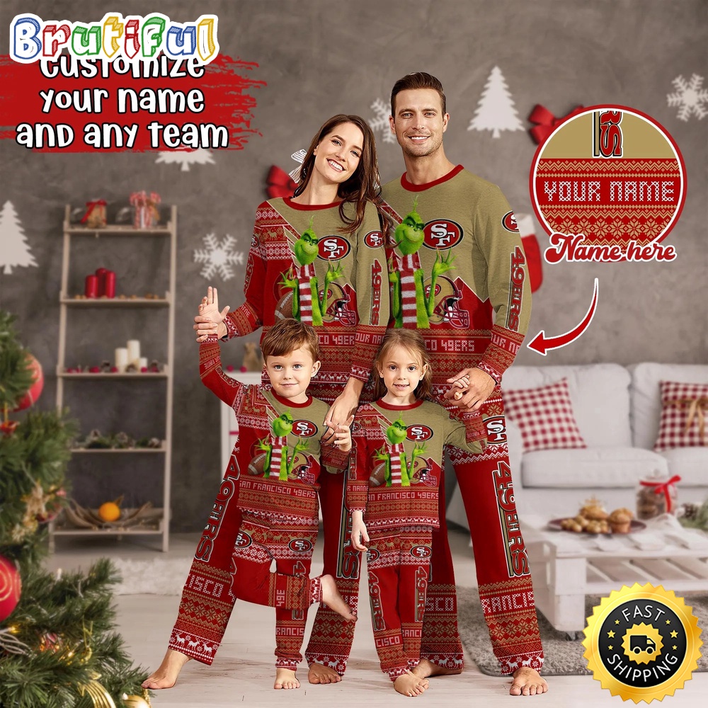 Sportswearmerch San Francisco 49ers NFL Sports Personalized Pajamas Family For Fan