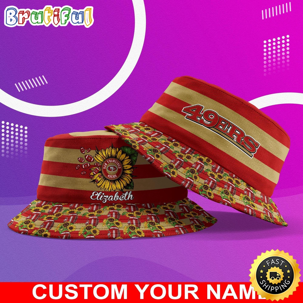 Sportswearmerch San Francisco 49ers NFL Sunflower Personalized Bucket Hat For Fan