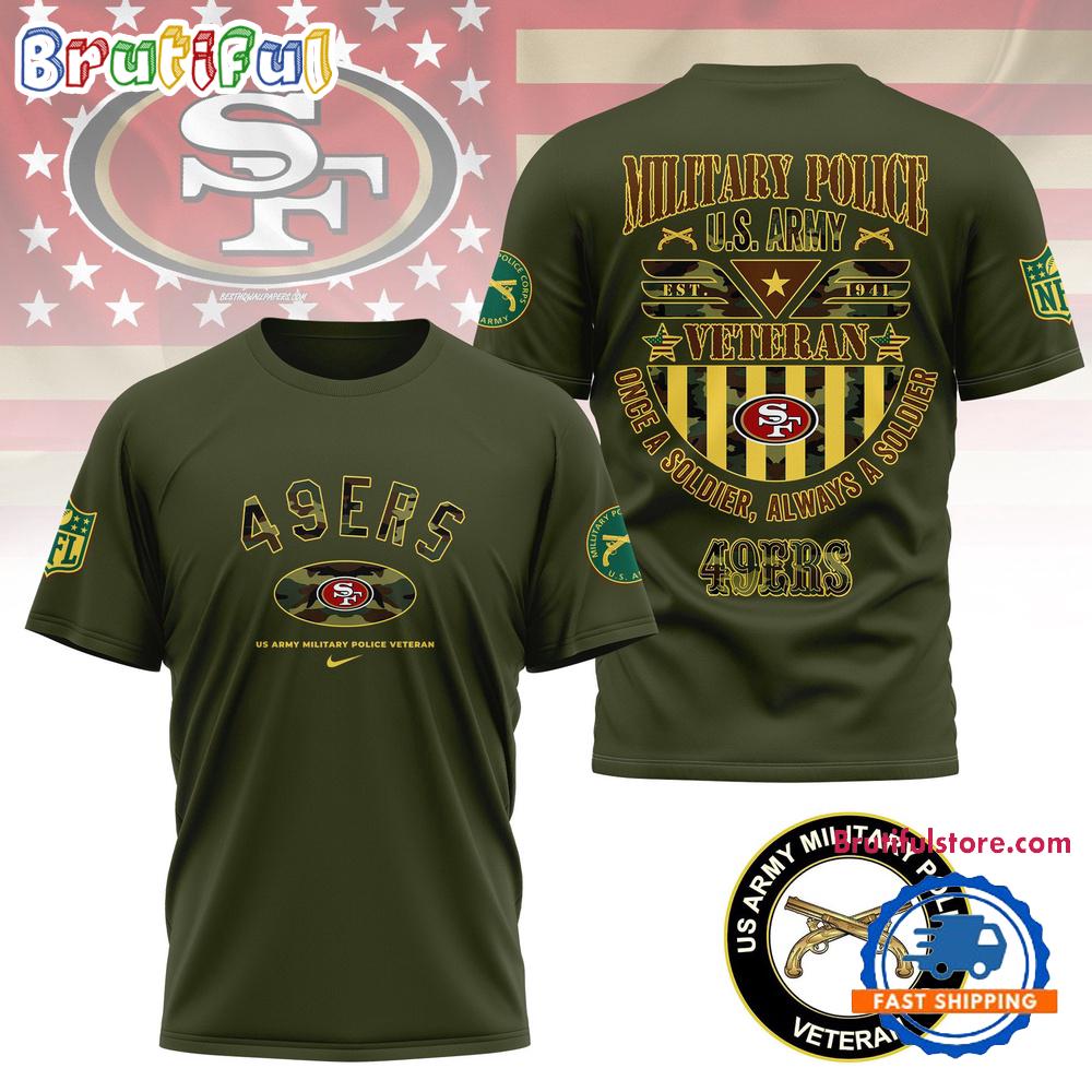 Sportswearmerch San Francisco 49ers NFL US Army Military Police Veteran All Over PrinT-Shirt For Fan