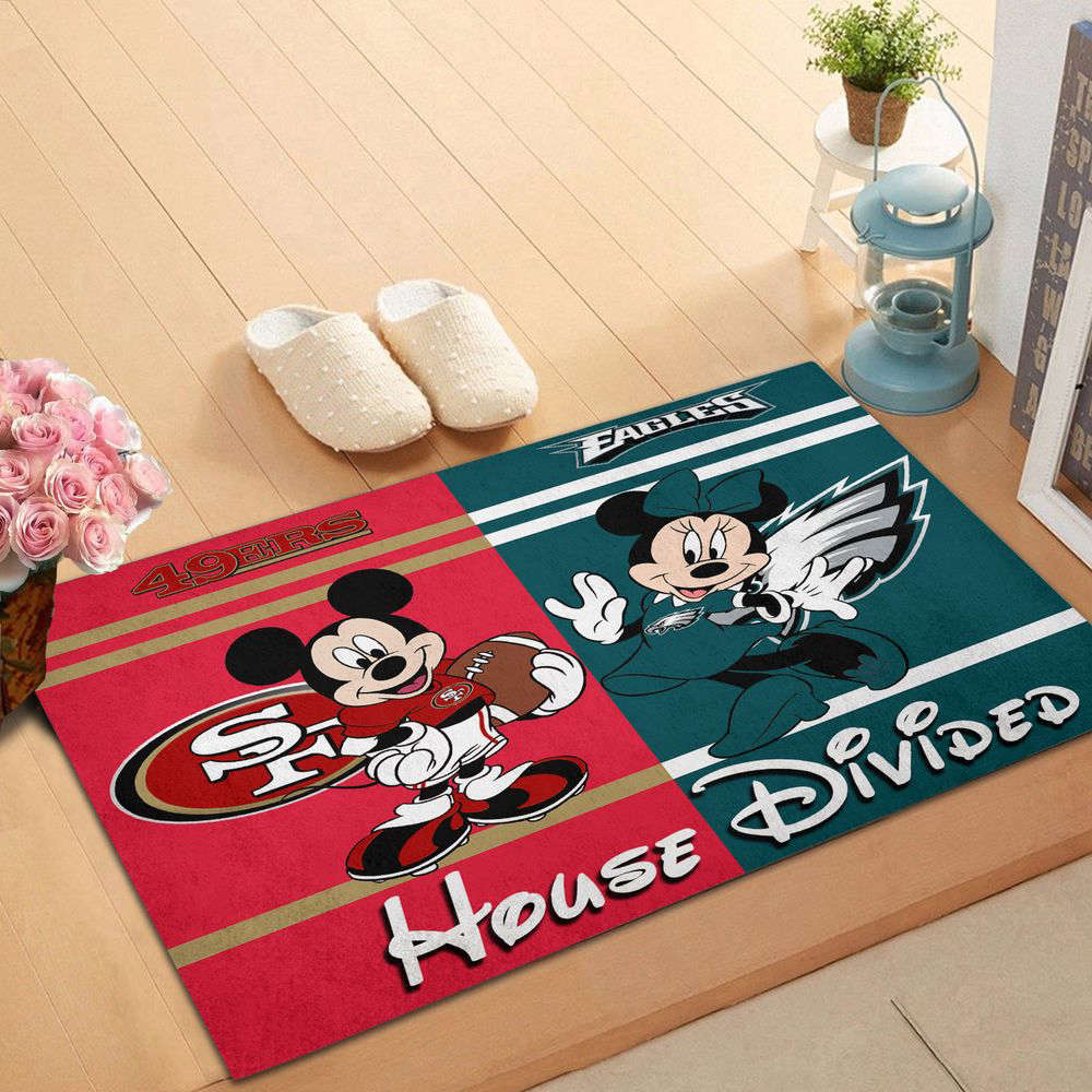Sportswearmerch San Francisco 49ers NFL x Philadelphia Eagles NFL x Mickey And Minnie Doormat For Fan
