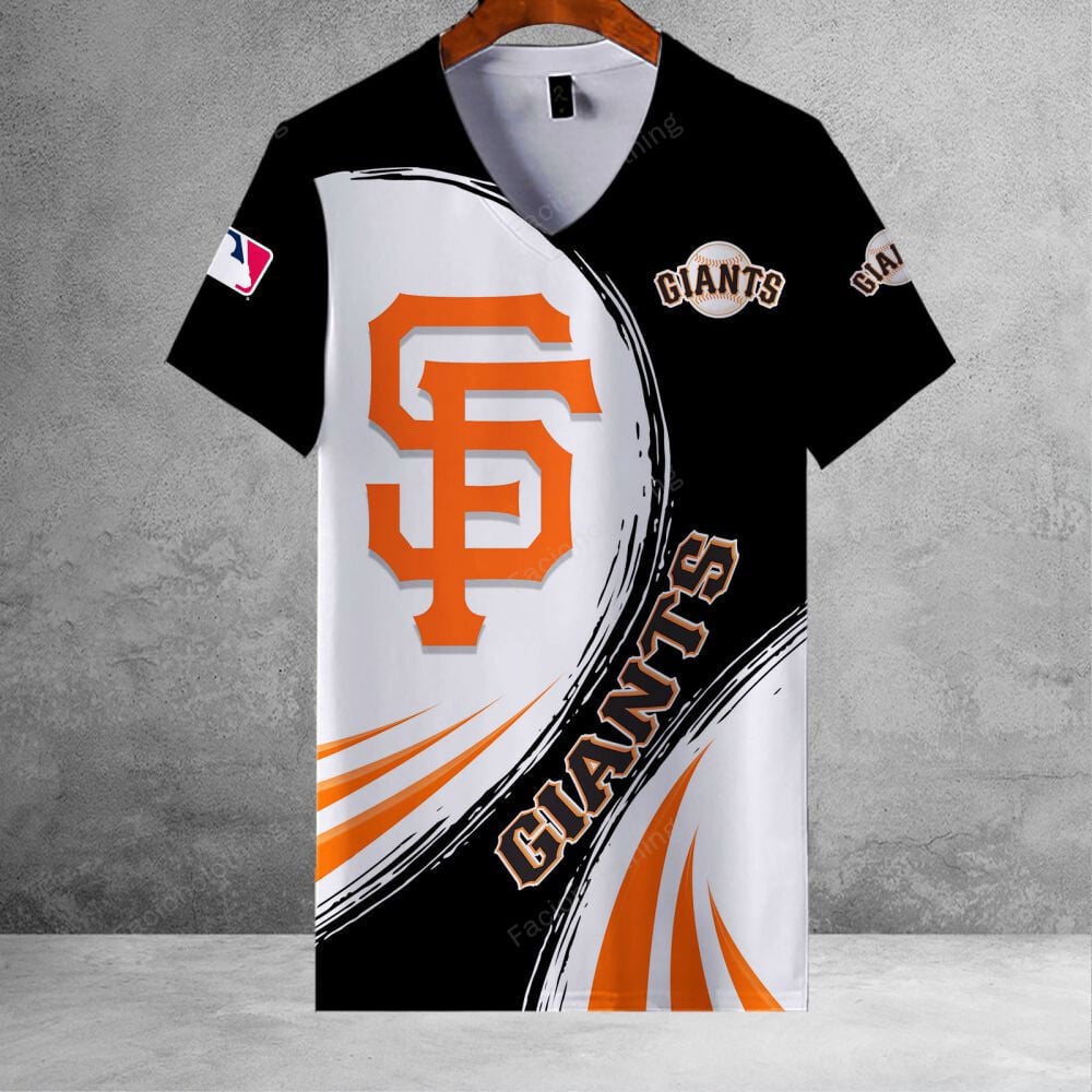 Sportswearmerch San Francisco Giants MLB Personalized V-neck Women T-shirt For Fan