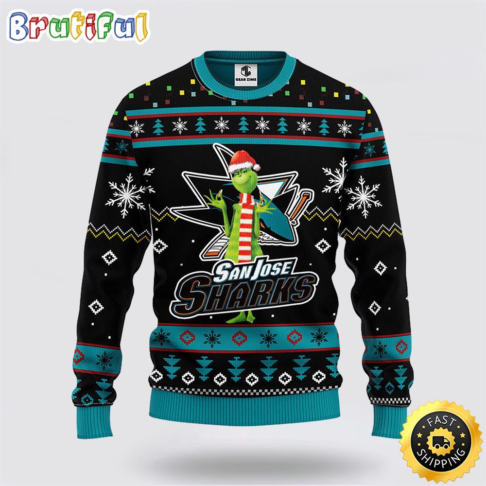 Sportswearmerch San Jose Sharks NHL Funny Grinch Ugly Christmas Sweater For Fan