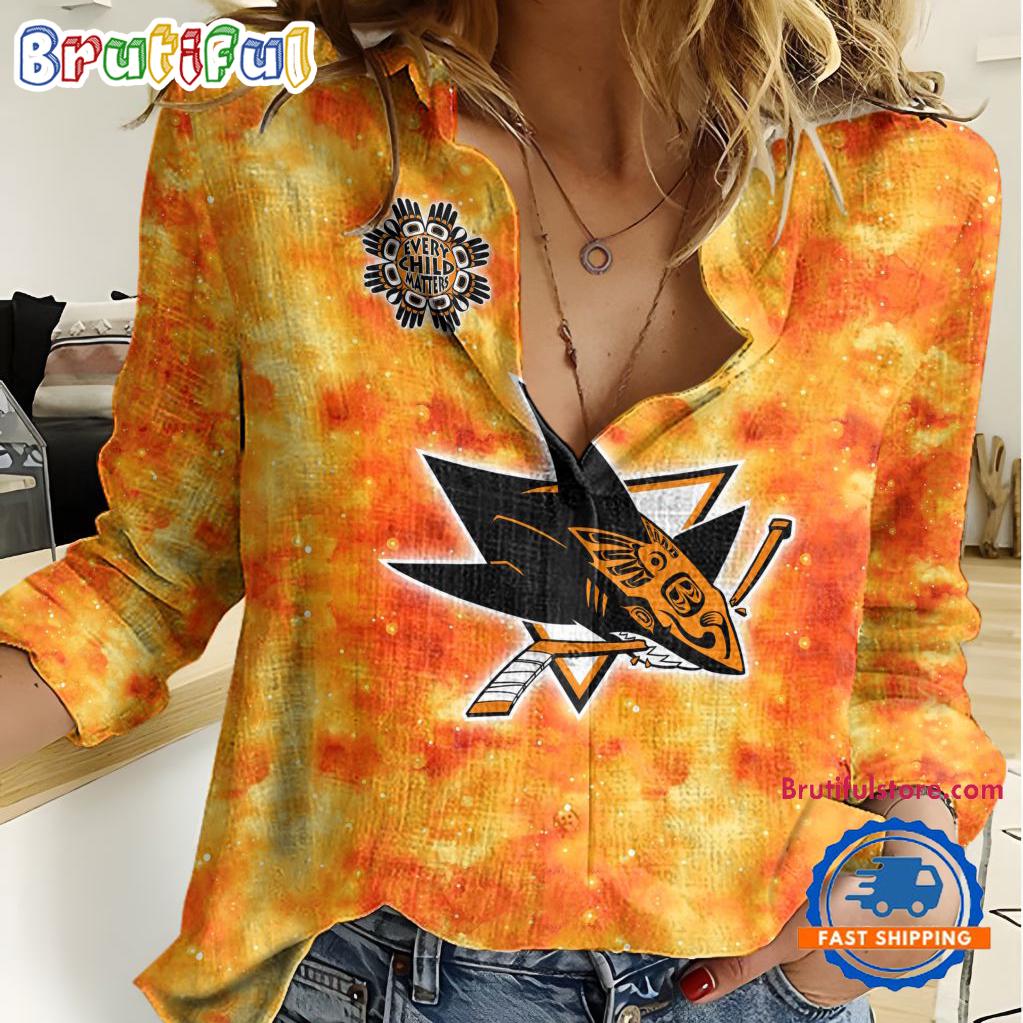 Sportswearmerch San Jose Sharks NHL Hockey Women's Casual Shirt For Fan