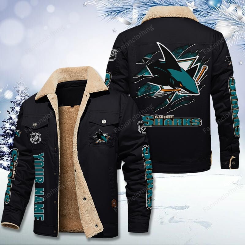 Sportswearmerch San Jose Sharks NHL Personalized Cotton Jacket For Fan