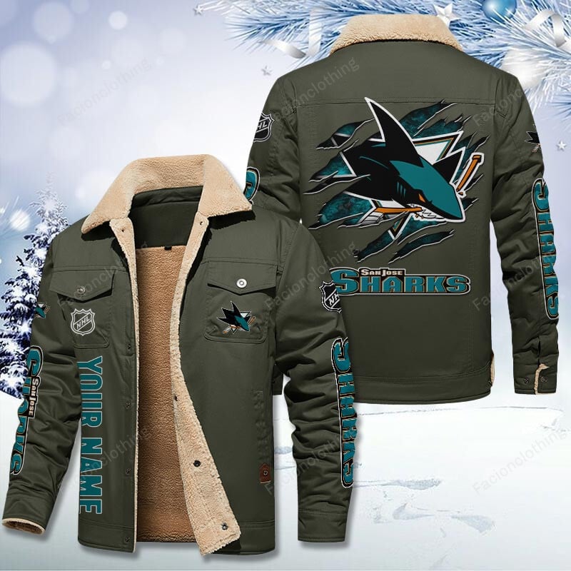 Sportswearmerch San Jose Sharks NHL Personalized Cotton Jacket For Fan