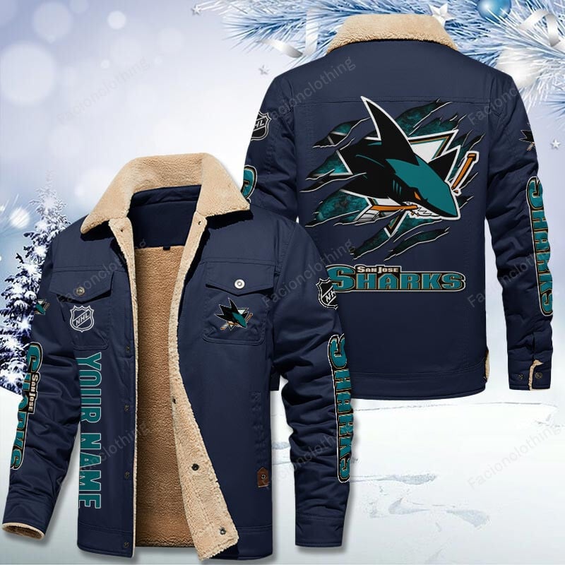 Sportswearmerch San Jose Sharks NHL Personalized Cotton Jacket For Fan