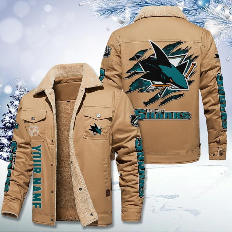 Sportswearmerch San Jose Sharks NHL Personalized Cotton Jacket For Fan