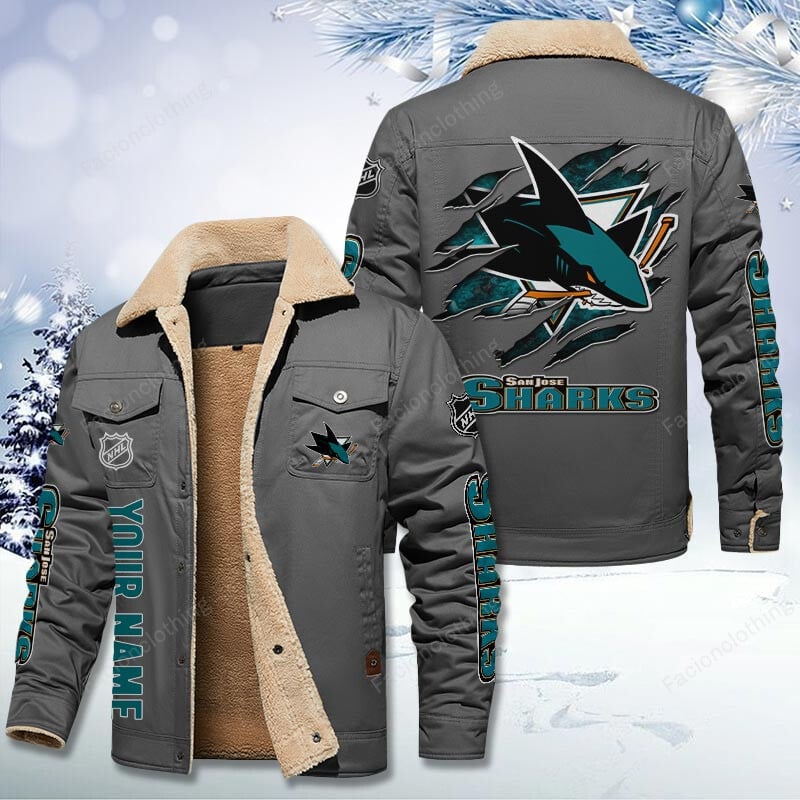 Sportswearmerch San Jose Sharks NHL Personalized Cotton Jacket For Fan