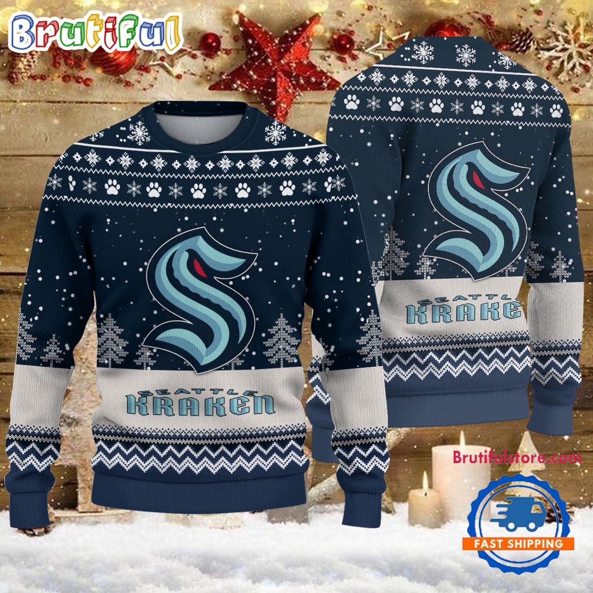 Sportswearmerch Seattle Kraken NHL Personalized Christmas Sweater For Fan