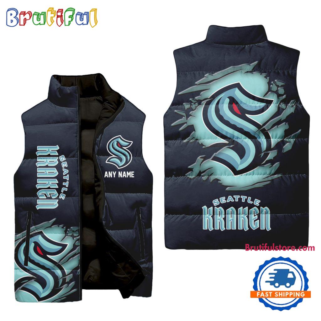 Sportswearmerch Seattle Kraken NHL Personalized Sleeveless Puffer Jacket For Fan
