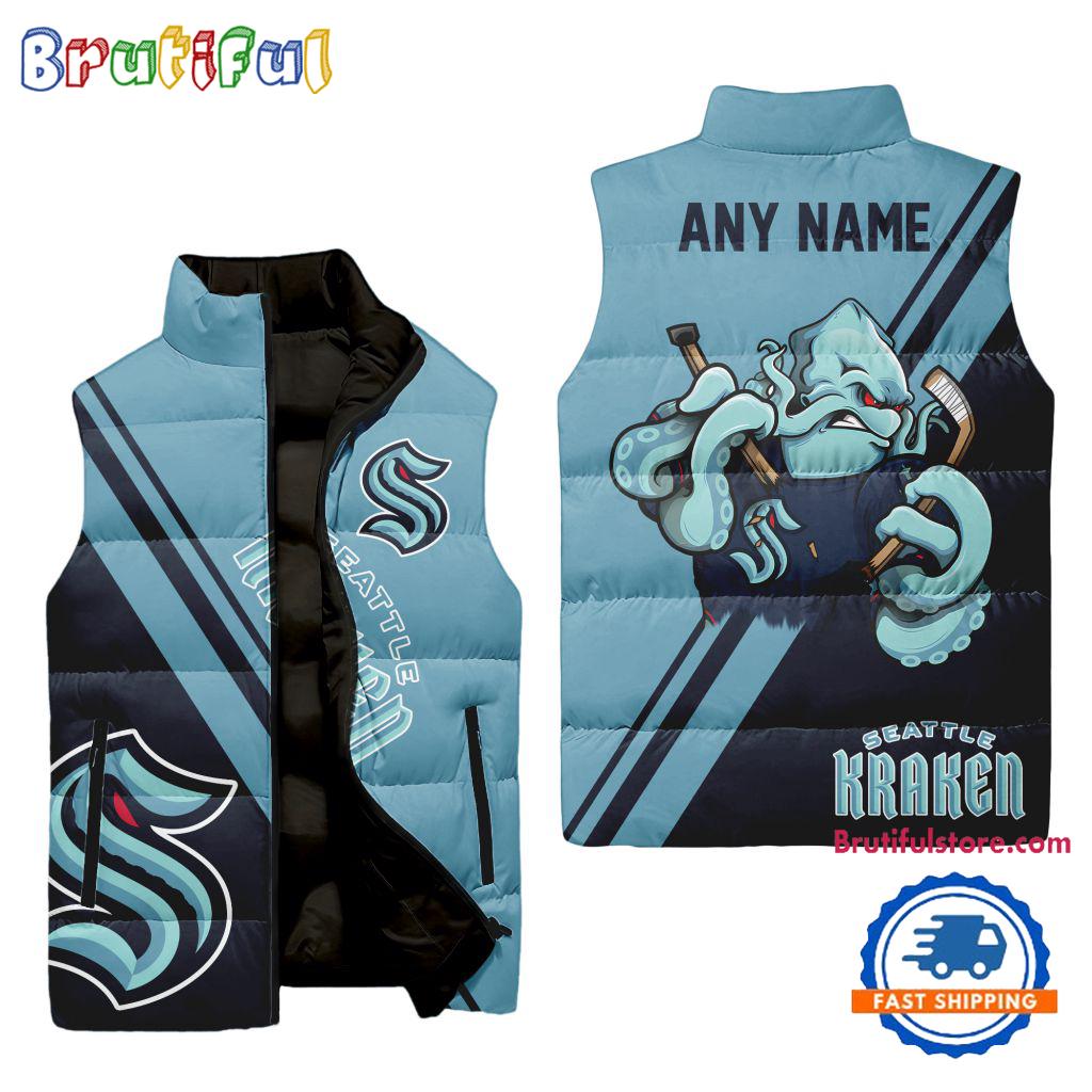 Sportswearmerch Seattle Kraken NHL Sleeveless Puffer Jacket For Fan
