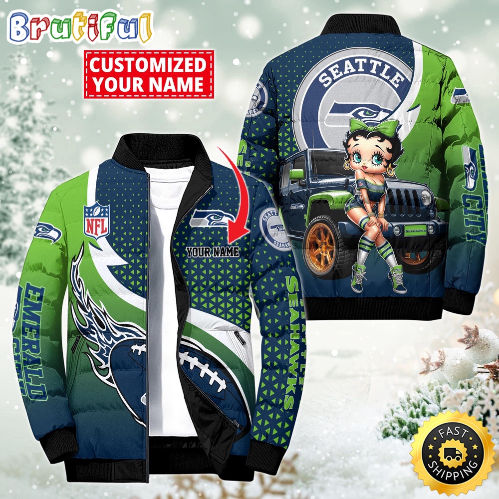 Sportswearmerch Seattle Seahawks NFL Betty Boop Puffer Jacket For Fan