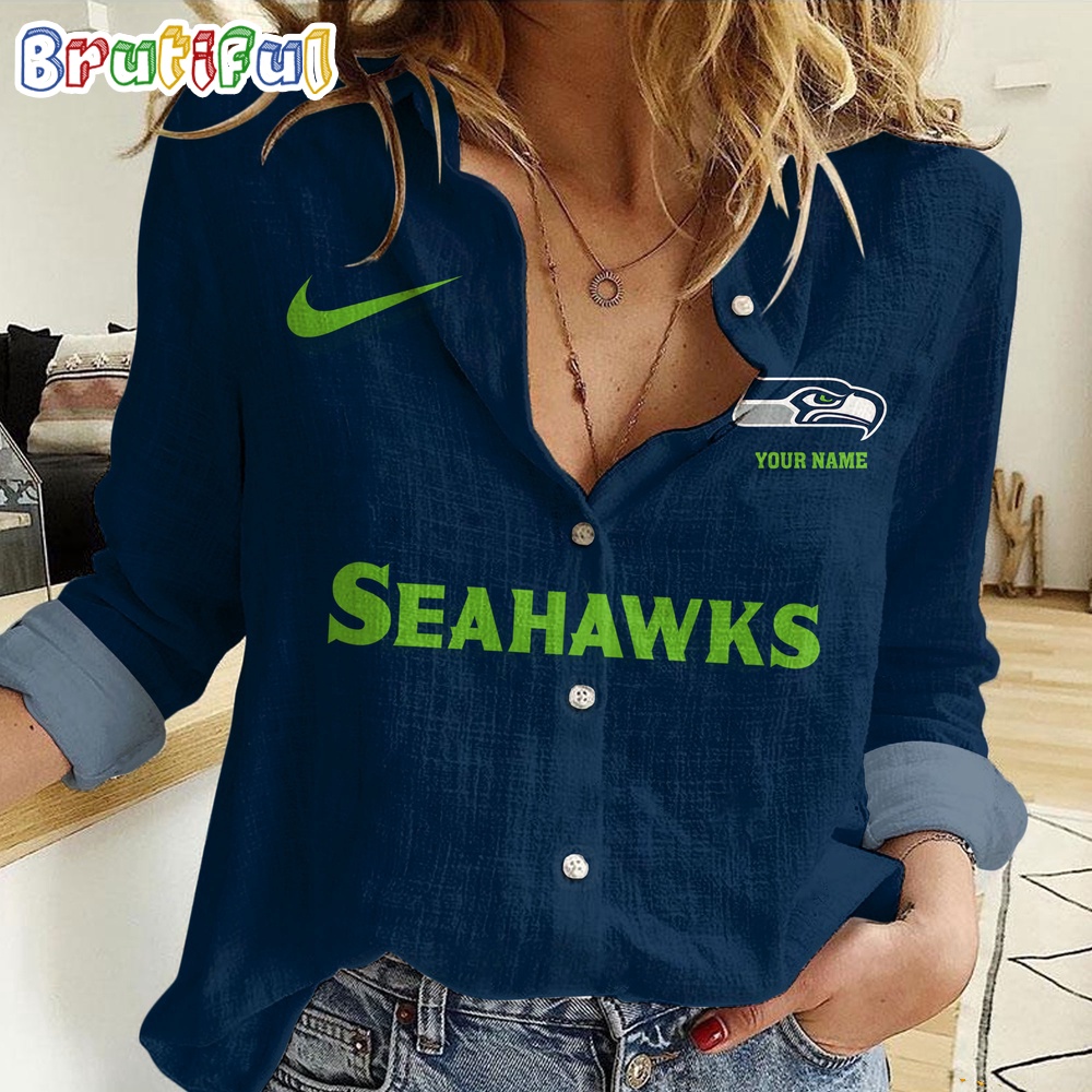 Sportswearmerch Seattle Seahawks NFL Custom Women's Casual Shirt For Fan