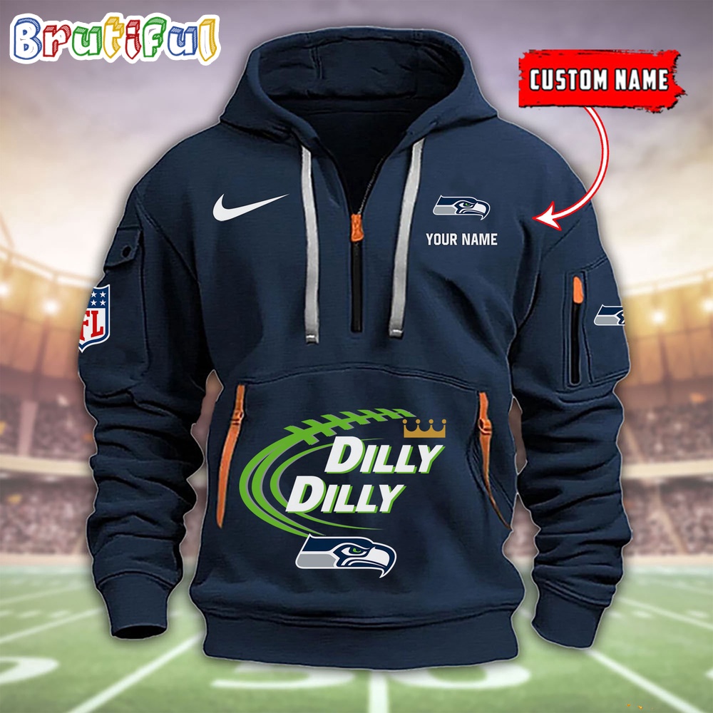 Sportswearmerch Seattle Seahawks NFL Dilly Dilly Football Half Zip Hoodie For Fan