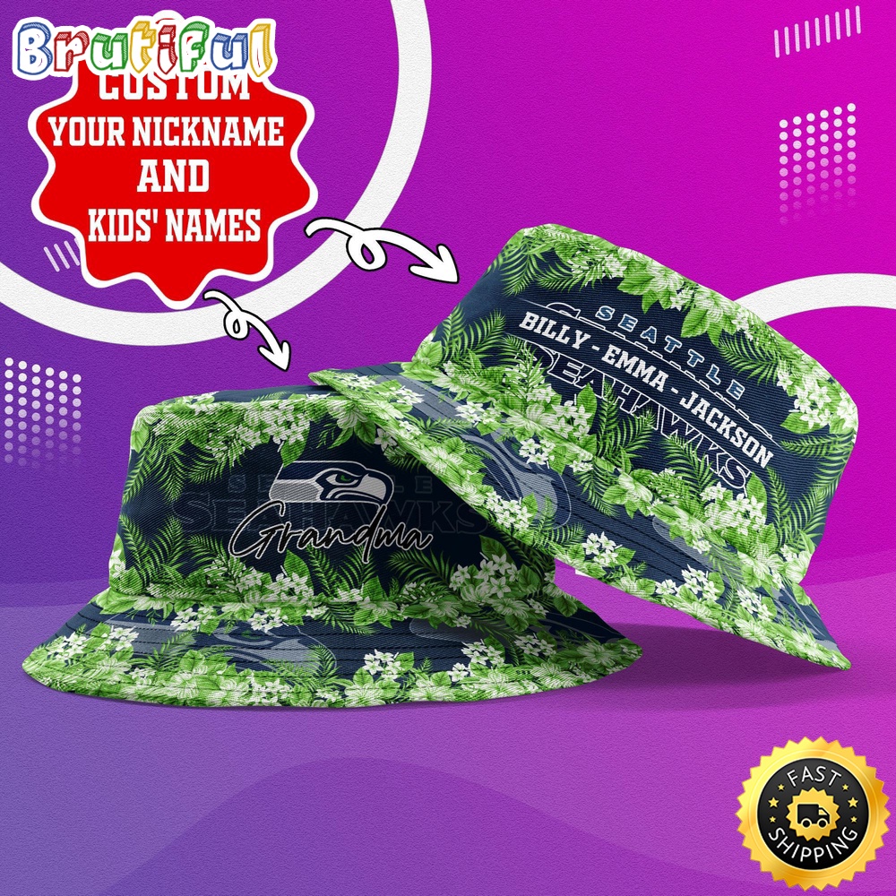 Sportswearmerch Seattle Seahawks NFL Floral Pattern Personalized Bucket Hat For Fan