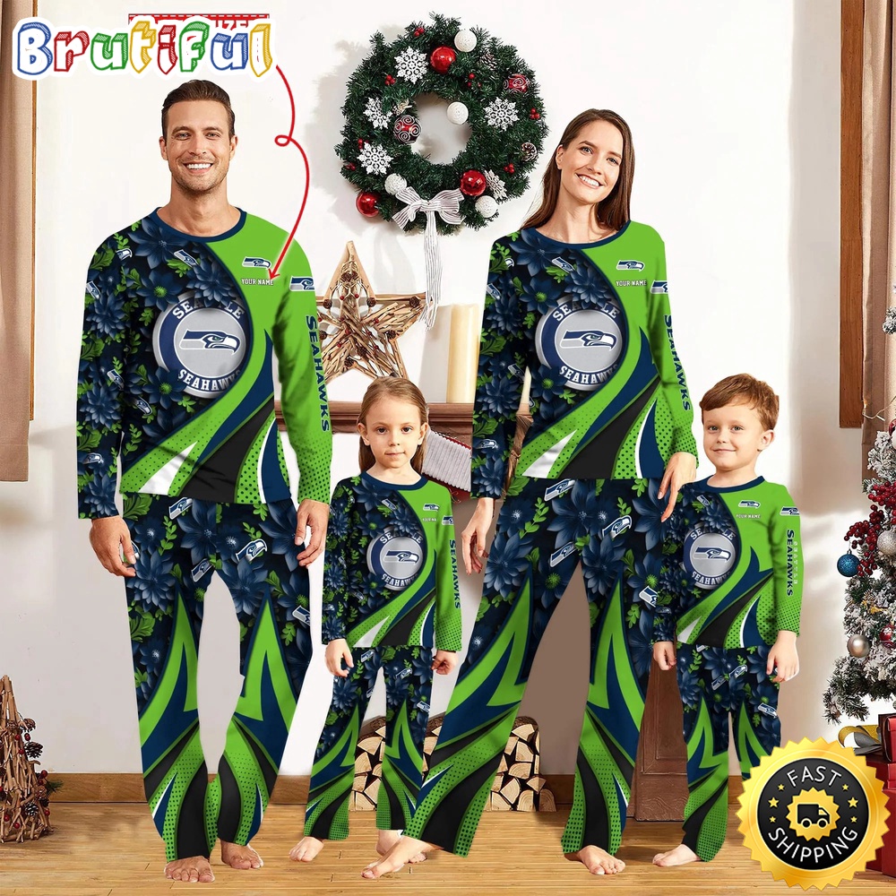 Sportswearmerch Seattle Seahawks NFL Flower Personalized Pajamas Family For Fan