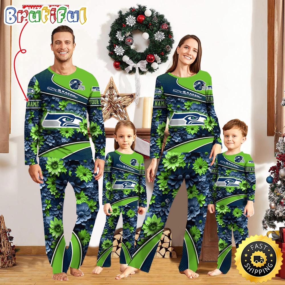 Sportswearmerch Seattle Seahawks NFL Flower Sports Personalized Pajamas Family For Fan