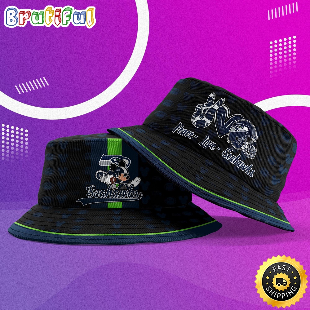 Sportswearmerch Seattle Seahawks NFL Mickey Mouse Personalized Bucket Hat For Fan