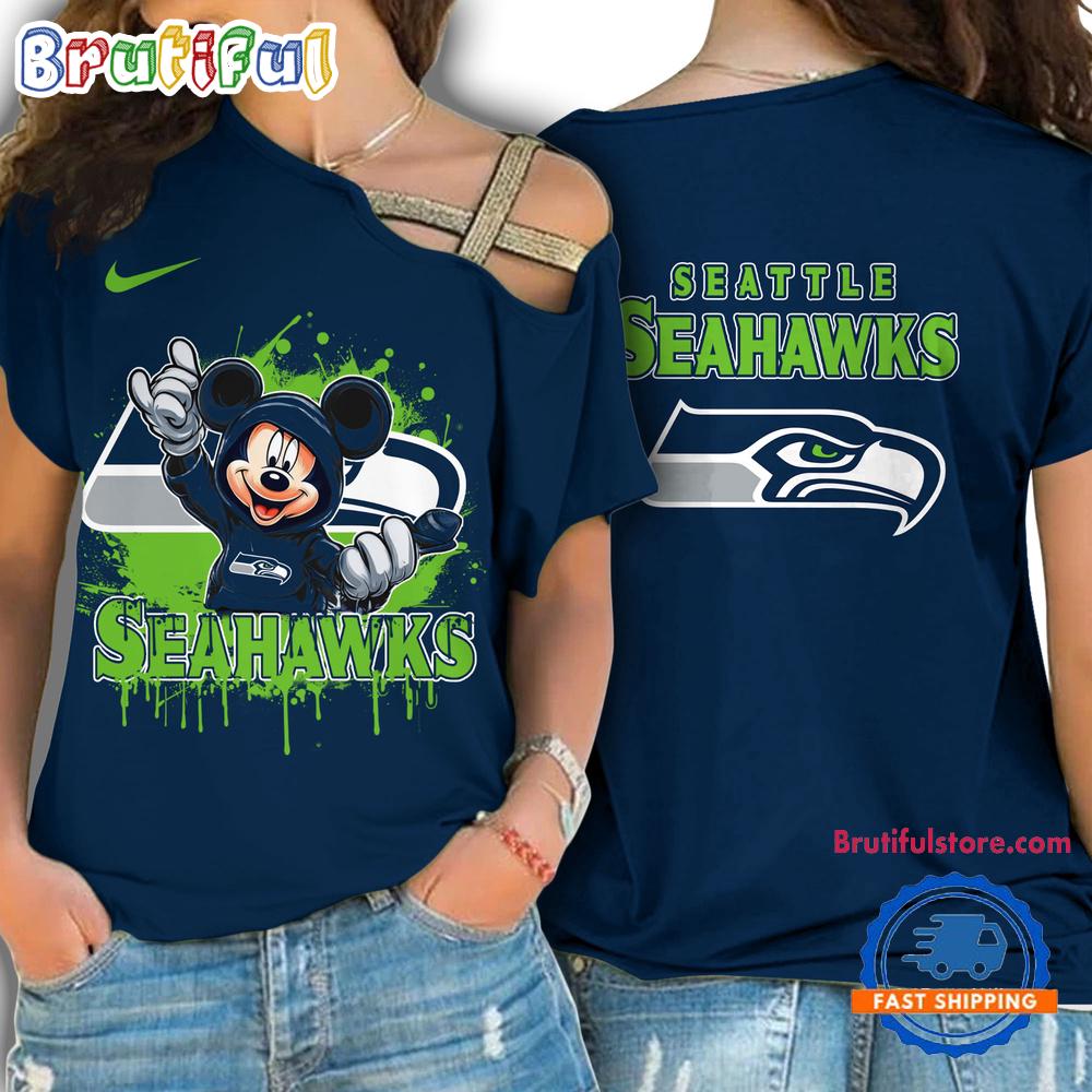Sportswearmerch Seattle Seahawks NFL Mickey Mouse Strapless Sleeve Short For Fan