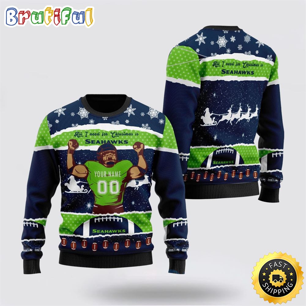 Sportswearmerch Seattle Seahawks NFL Personalized Christmas Sweater For Fan