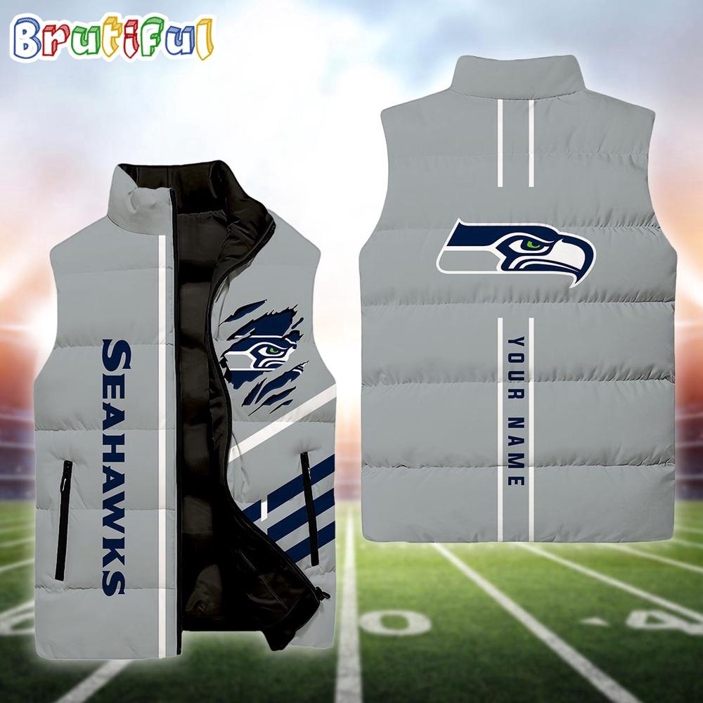 Sportswearmerch Seattle Seahawks NFL Personalized Sleeveless Down Puffer Jacket For Fan