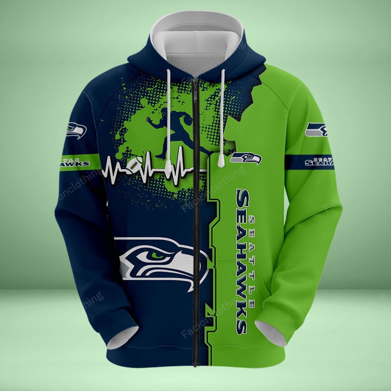 Sportswearmerch Seattle Seahawks NFL Personalized Zip Hoodie For Fan