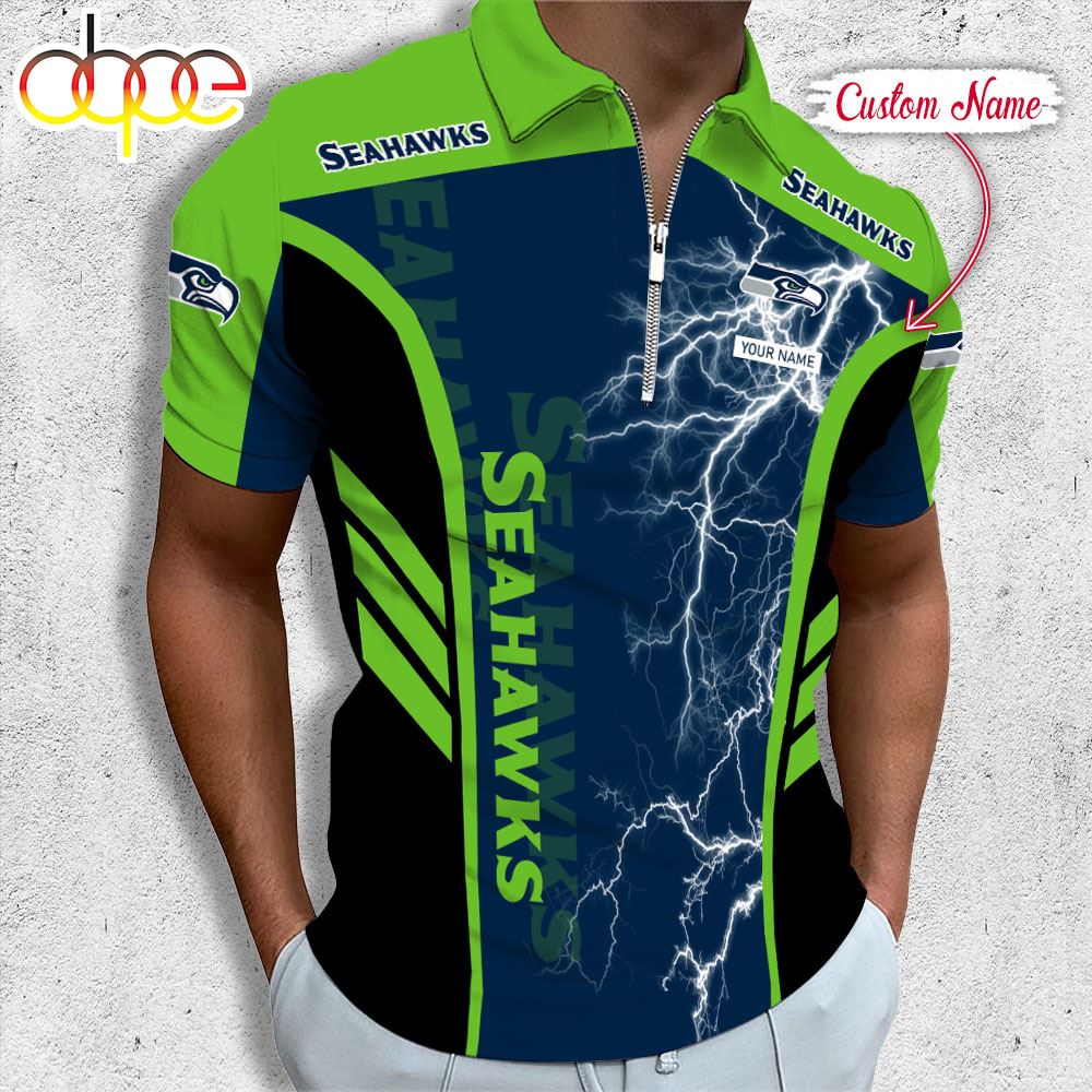 Sportswearmerch Seattle Seahawks NFL Personalized Zip Polo Shirt For Fan