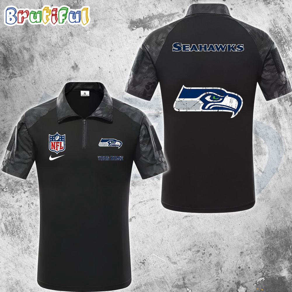 Sportswearmerch Seattle Seahawks NFL Personalized Zip Polo Shirt For Fan