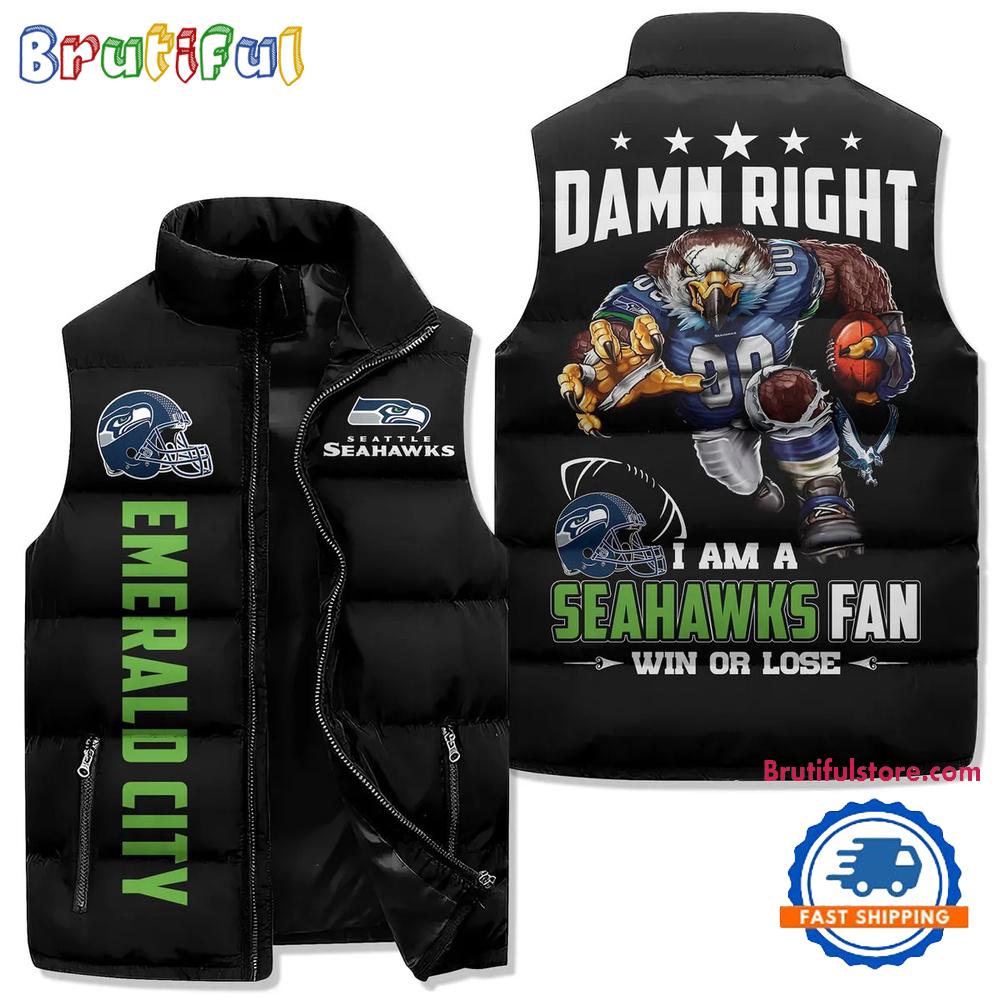 Sportswearmerch Seattle Seahawks NFL Sleeveless Puffer Jacket For Fan