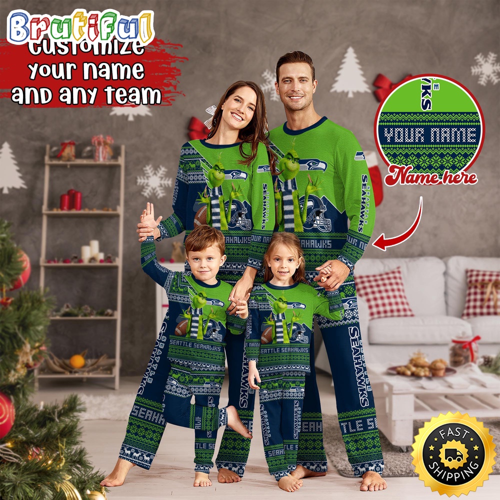 Sportswearmerch Seattle Seahawks NFL Sports Personalized Pajamas Family For Fan