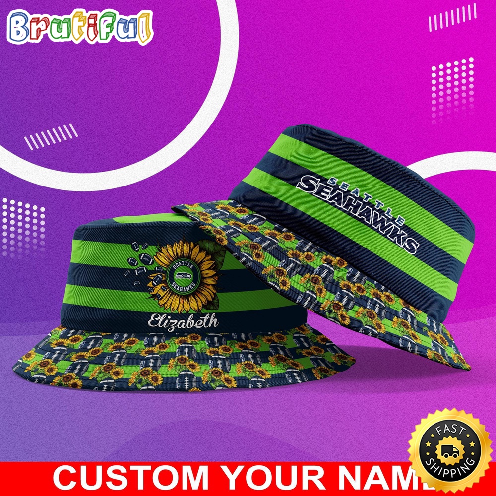 Sportswearmerch Seattle Seahawks NFL Sunflower Personalized Bucket Hat For Fan
