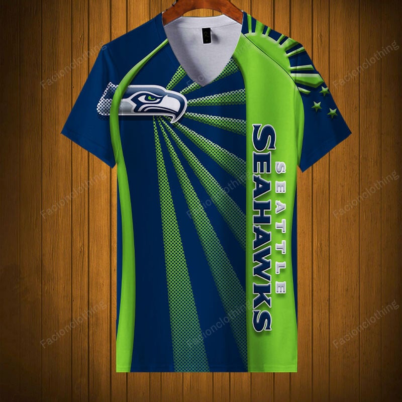 Sportswearmerch Seattle Seahawks NFL V-neck Women T-shirt Personalized For Fan