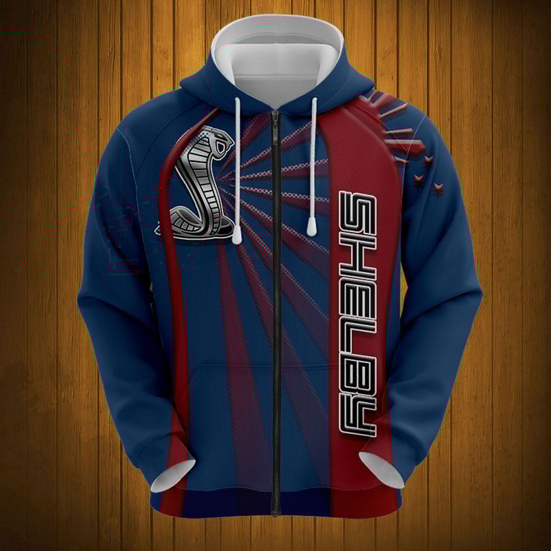 Sportswearmerch Shelby Mustang Car Personalized Fashion Zip Hoodie For Fan
