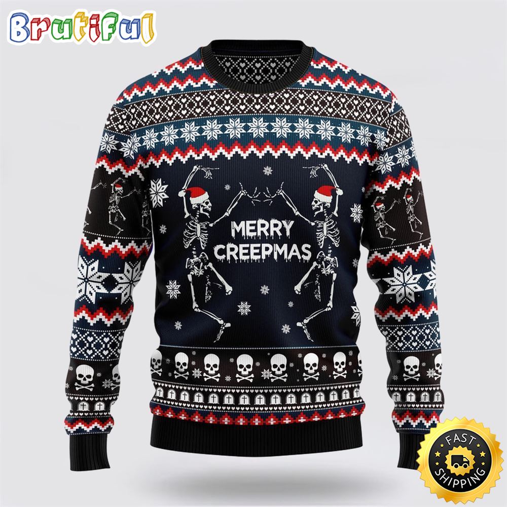 Sportswearmerch Skeleton Merry Creepmas Personalized Christmas Sweater For Fan