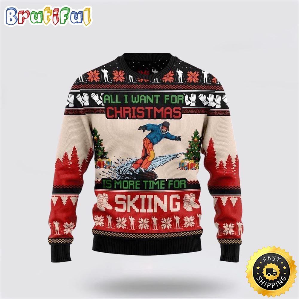 Sportswearmerch Skiing Personalized Christmas Sweater For Fan