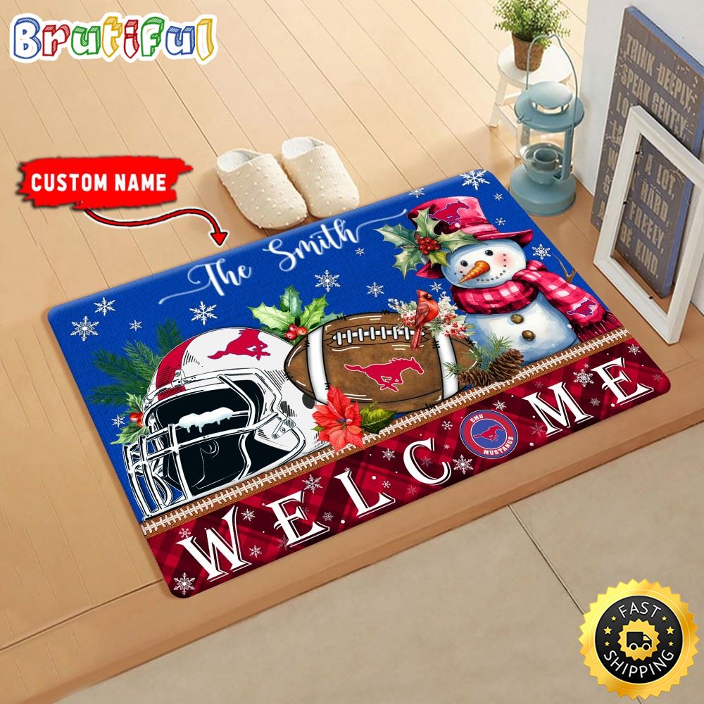 Sportswearmerch SMU Mustangs NCAA Christmas Doormat For Fan