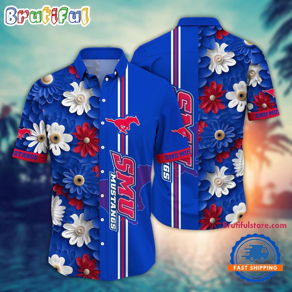 Sportswearmerch SMU Mustangs NCAA Flower Summer Personalized Hawaiian Shirt For Fan