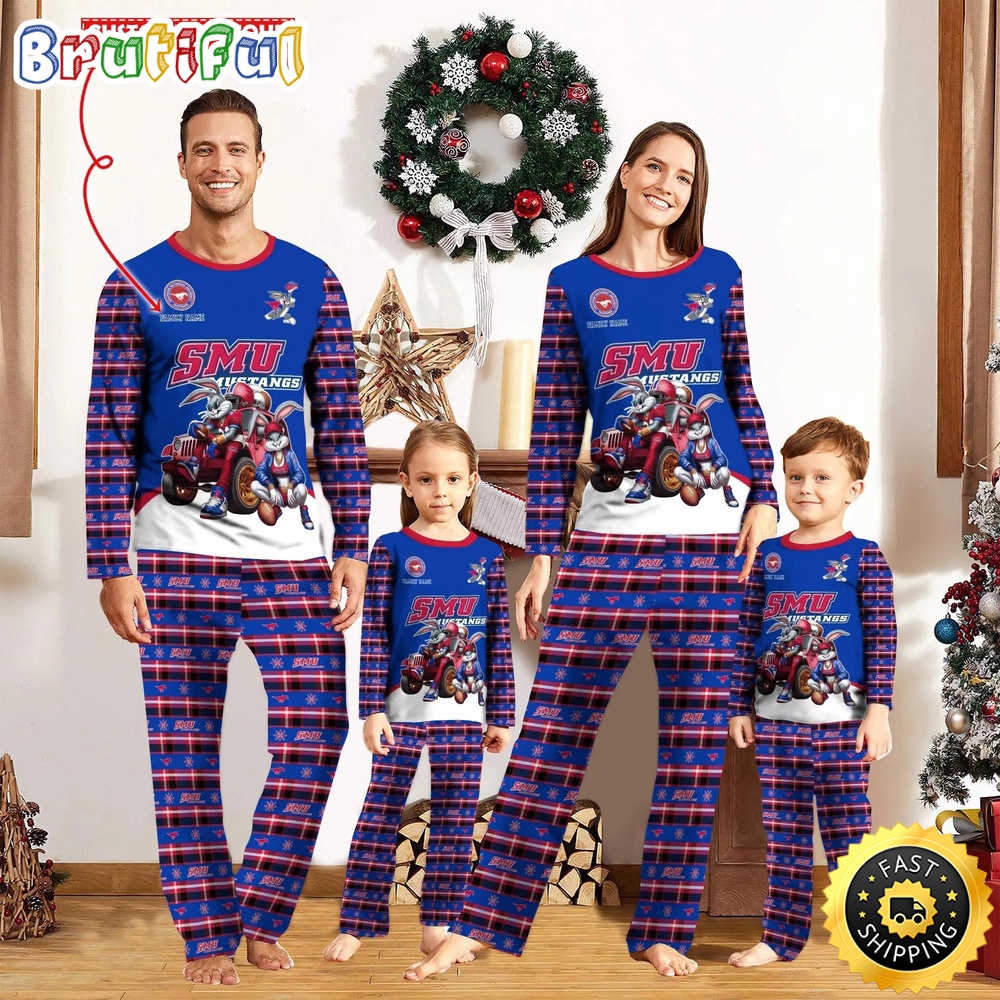 Sportswearmerch SMU Mustangs NCAA Personalized Pajamas Family For Fan