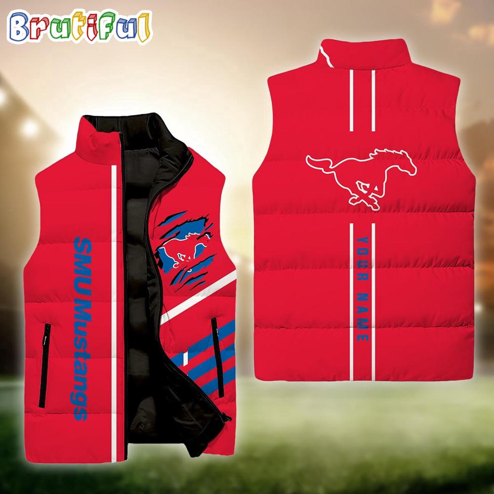 Sportswearmerch SMU Mustangs NCAA Personalized Sleeveless Down Puffer Jacket For Fan