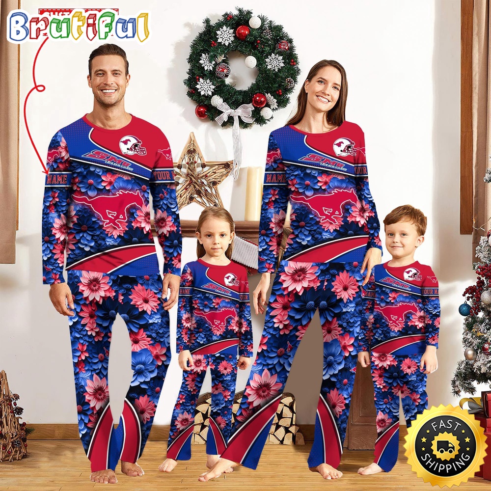 Sportswearmerch SMU Mustangs NCAA Sport Fans Personalized Pajamas Family For Fan