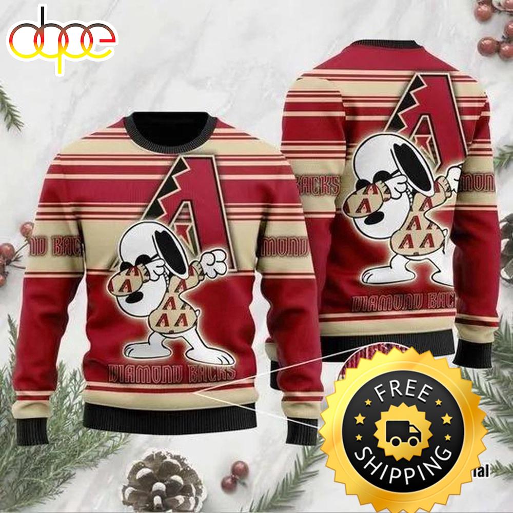 Sportswearmerch Snoopy Dab x Arizona Diamondbacks MLB Christmas Ugly Sweater For Fan