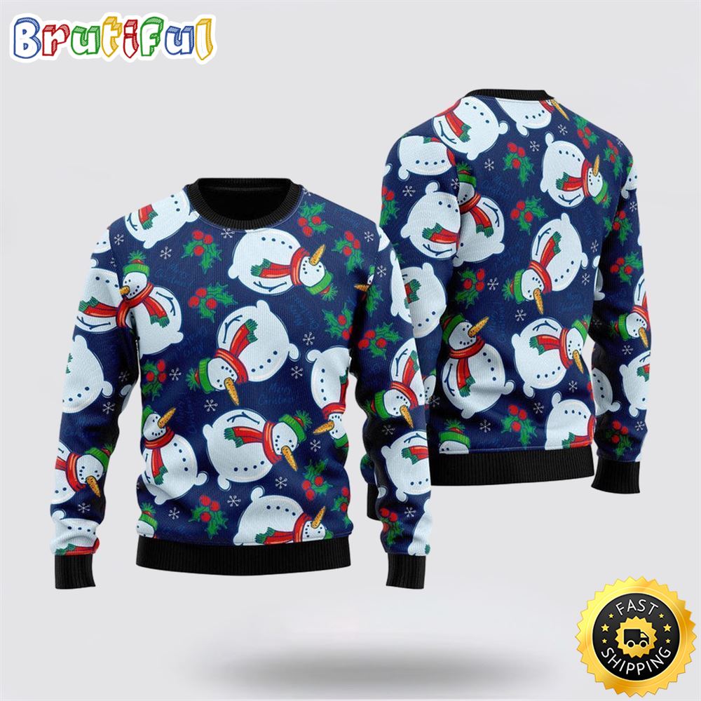 Sportswearmerch Snowman Funny Gift Personalized Christmas Sweater For Fan