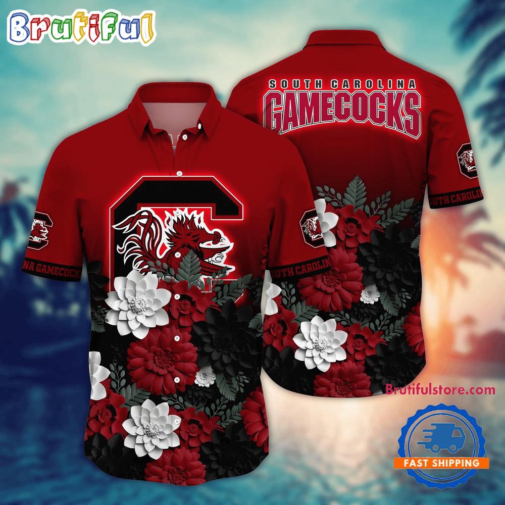 Sportswearmerch South Carolina Gamecocks NCAA Flower Tropical Summer Beach Hawaiian Shirt For Fan