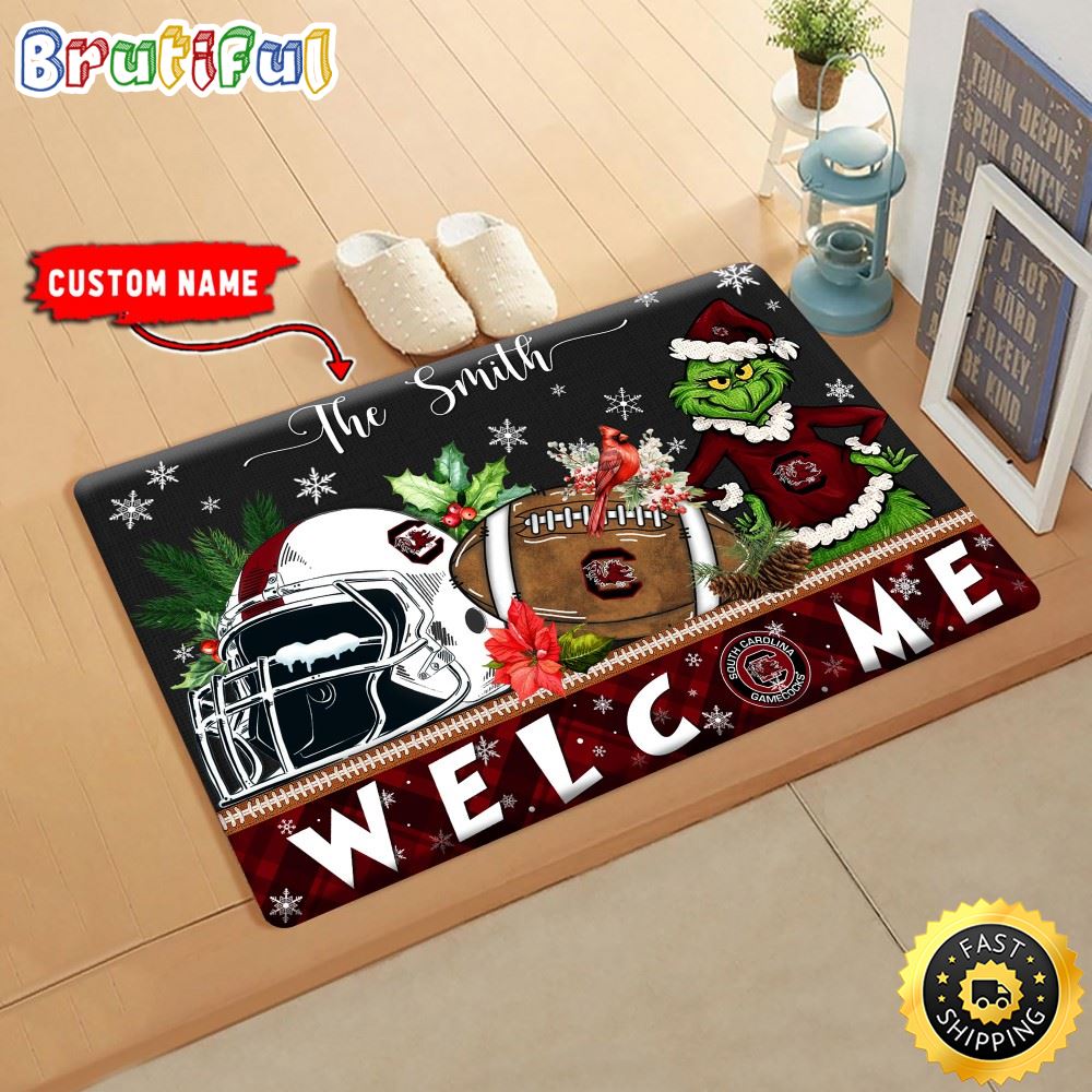 Sportswearmerch South Carolina Gamecocks NCAA Grinch Christmas Doormat For Fan
