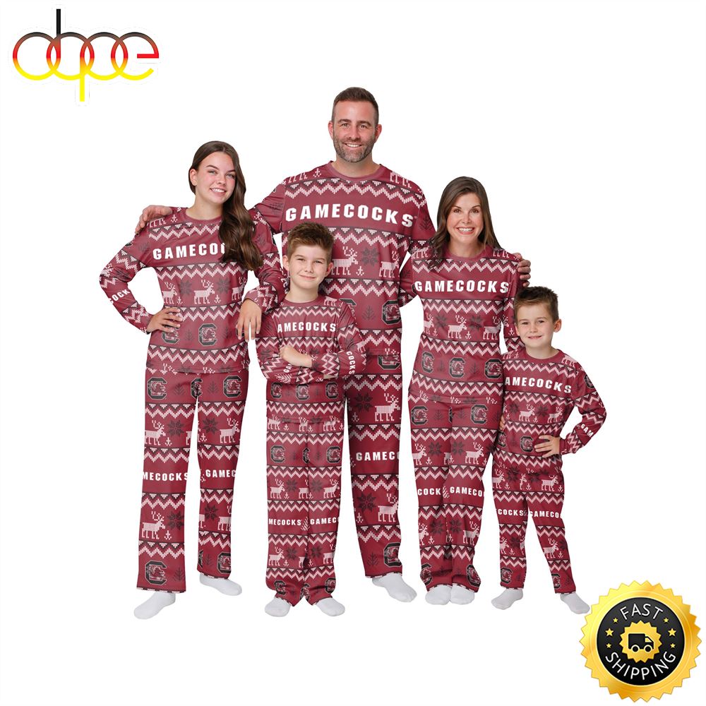 Sportswearmerch South Carolina Gamecocks NCAA Patterns Essentials Christmas Personalized Pajamas For Fan