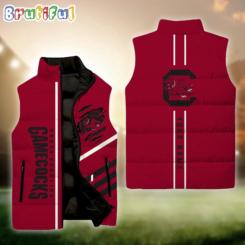 Sportswearmerch South Carolina Gamecocks NCAA Personalized Sleeveless Down Puffer Jacket For Fan
