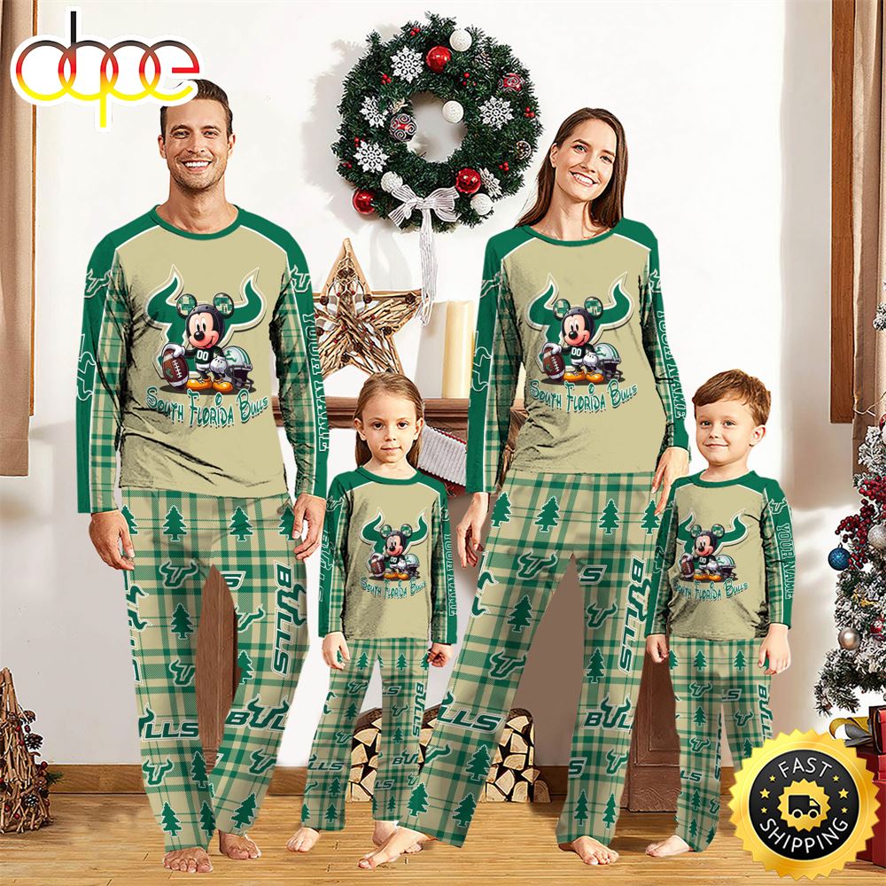 Sportswearmerch South Florida Bulls NCAA x Mickey Mouse Personalized Pajamas Family For Fan